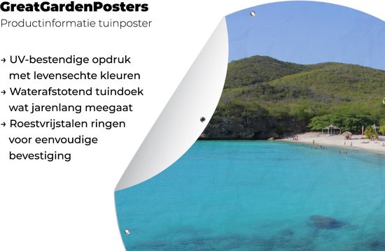 Garden Circle Beach - Curaçao - Île - 150x150 cm - Affiche de Jardin Ronde - Extérieur