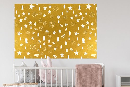 Stickers muraux - Noël - Or - Motif - 120x80 cm - Feuille adhésive