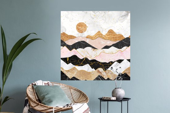 Stickers muraux - Film autocollant - Marbre - Pastel - Or - 100x100 cm - Film adhésif - Stickers muraux Chambre d'enfant - Papier peint autocollant XXL