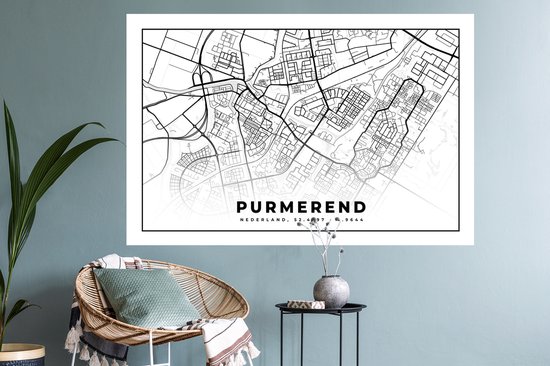 Stickers muraux - Carte - Purmerend - Nederland - 120x80 cm - Feuille adhésive
