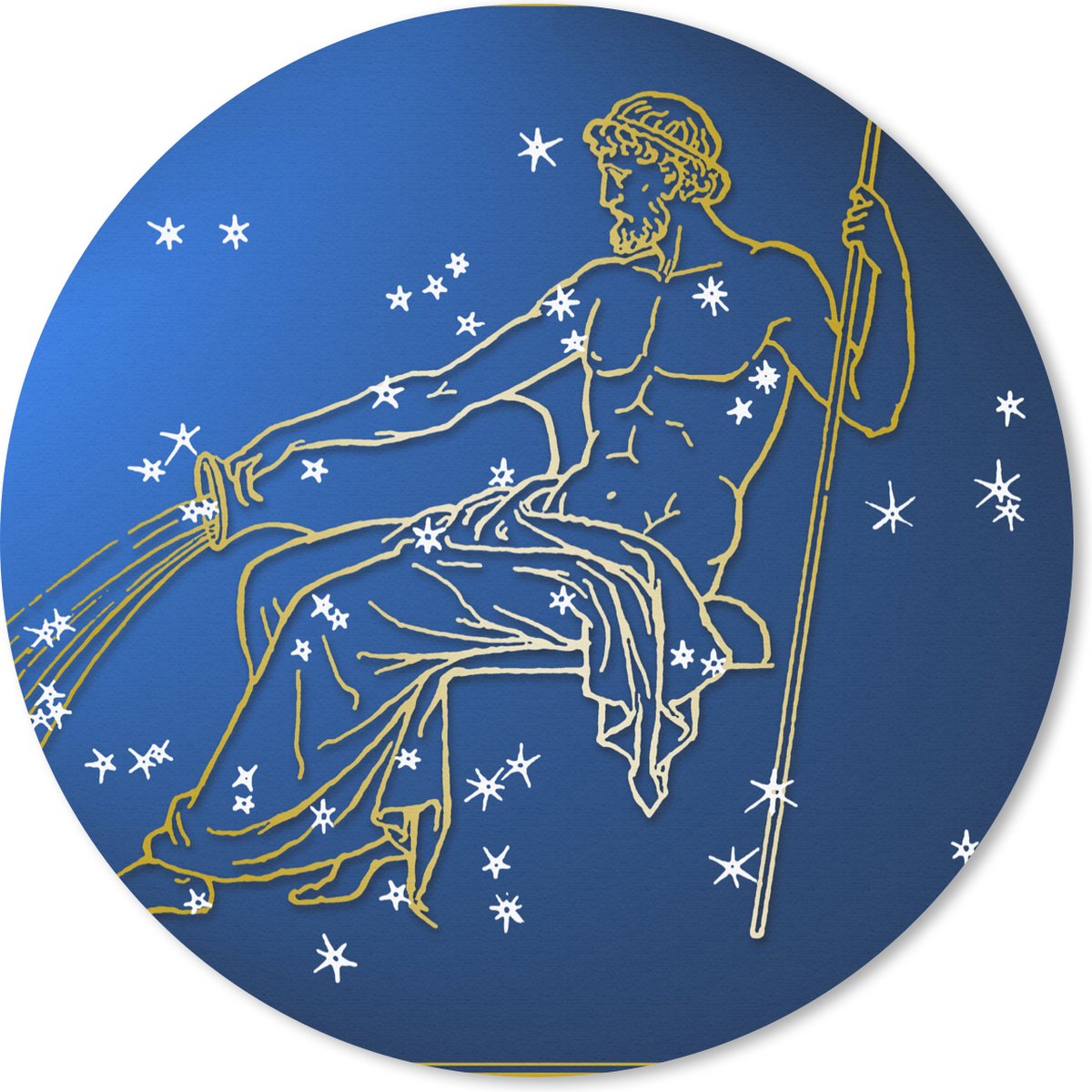 Muismat rond 20x20 cm - Mousepad Sterrenbeeld - Waterman - Sterren - Ronde muismatten