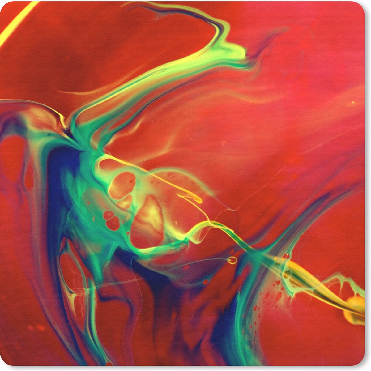 Muismat 30x30 cm - Mousepad Kunst - Inkt - Kleuren - Psychedelisch - Muismatten
