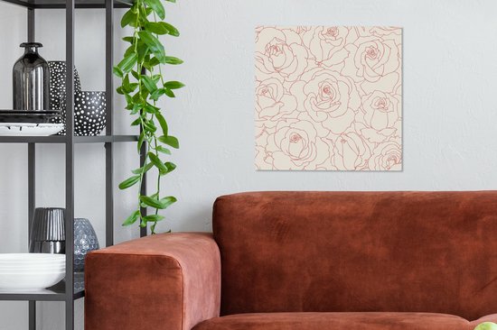 Une illustration de design floral de roses roses sur toile 50x50 cm - Tirage photo sur toile (Décoration murale salon / chambre)