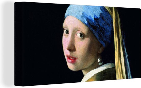 Canvas Schilderij Meisje met de parel - Johannes Vermeer - 80x40 cm - Wanddecoratie
