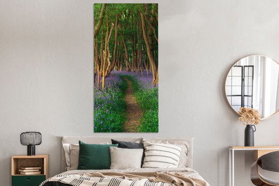 Toile Peinture Forêt - Chemin - Fleurs - 80x160 cm - Décoration murale