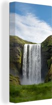 Canvas Schilderij Waterval - IJsland - Natuur - 20x40 cm - Wanddecoratie