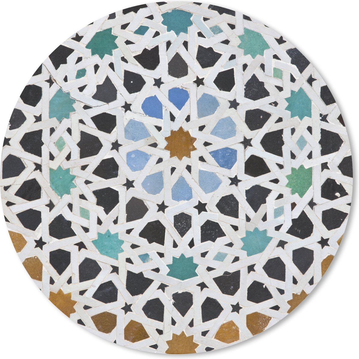 Muismat rond 30x30 cm - Mousepad Een Marokkaanse Mozaïekdetail - Ronde muismatten