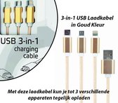 2-Stuks 3-in-1 USB Laadkabel in Goud en Zwart Kleuren