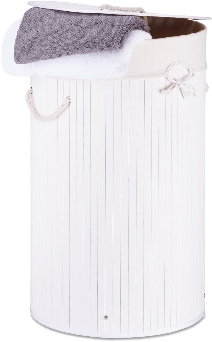 Bamboe wasmand - ruimtebesparend - 1 stuk - wit
