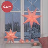 Papieren roze kerstster met E14 fitting -54cm -met stekker -Kerstdecoratie