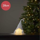 Kerstkabouter zilver met LED verlichting - 28 cm