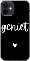 Coque iPhone 12 - Citations - Zwart - Wit - Enjoy - Siliconen