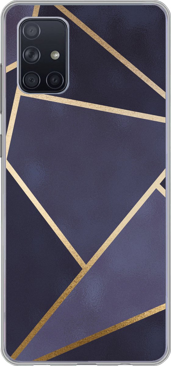 Telefoonhoesje Geschikt voor Samsung Galaxy A51 hoesje - Marmer print - Blauw - Collage - Siliconen Telefoonhoesje Telefoonhoesje