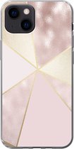 Coque iPhone 13 mini - Marbre - Rose - Or - Chic - Siliconen