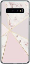 Geschikt voor Samsung Galaxy S10 hoesje - Marmer print - Goud - Rosé - Siliconen Telefoonhoesje
