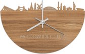 Skyline Klok WoodWideCities Eikenhout - Ø 40 cm - Woondecoratie - Wand decoratie woonkamer - WoodWideCities