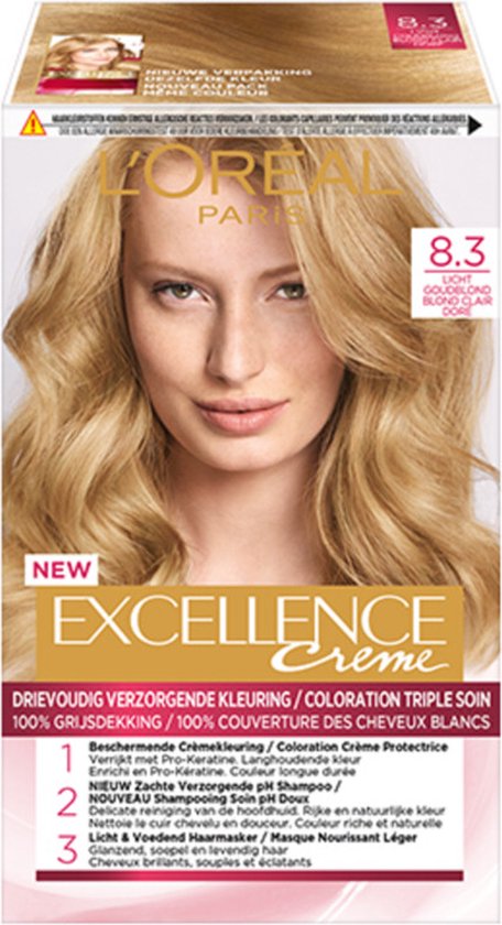 kalkoen Kloppen holte L'Oréal Paris Excellence Crème 8.3 Licht Goudblond - Haarverf | bol.com