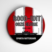 IDecorate - Schilderij - Sparta Rotterdam Het Kasteel Voetbal - Zwart, Wit, Rood En Grijs - 40 X 40 Cm