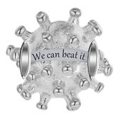 Tracelet | Zilveren bedels | Bedel Virus | We can beat it | 925 Sterling Zilver | Pandora compatible | Met 925 zilver certificaat | In leuke cadeauverpakking