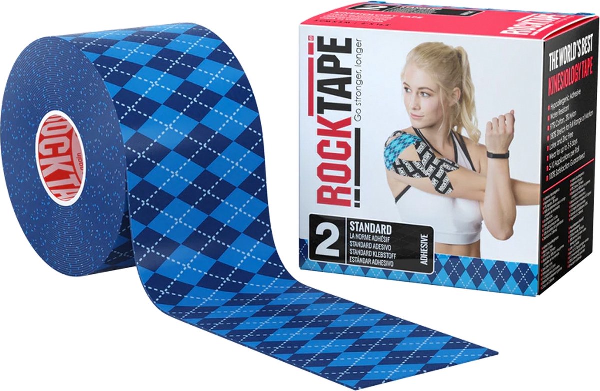 RockTape - (5cm x 5m) - Dessin Ruit Blauw