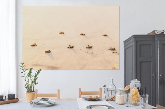Canvas schilderij 180x120 cm - Wanddecoratie Baby schildpadden fotoprint - Muurdecoratie woonkamer - Slaapkamer decoratie - Kamer accessoires - Schilderijen