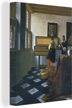 Canvas Schilderij De muziekles - Johannes Vermeer - 60x80 cm - Wanddecoratie