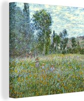 Canvas Schilderij De weide - Claude Monet - 90x90 cm - Wanddecoratie