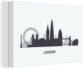 Canvas Schilderij Londen - Skyline - Engeland - 30x20 cm - Wanddecoratie