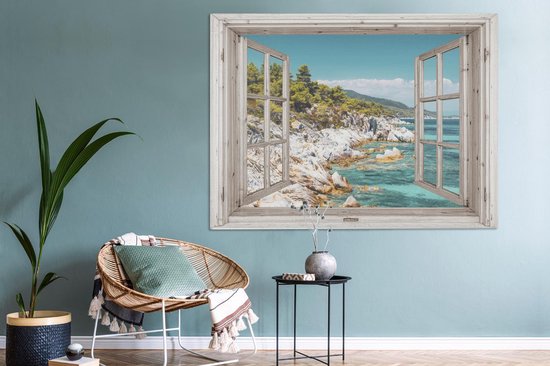 Toile Peinture See Through - Plage - Mer - 160x120 cm - Décoration murale XXL