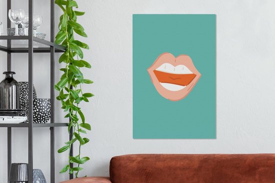 Tableau sur toile Blauw - Dents - Rouge - 40x60 cm - Décoration murale