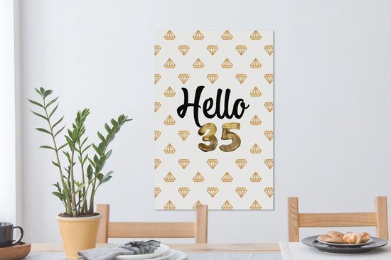 Toile Peinture Anniversaire - 35 ans - Or - 40x60 cm - Décoration murale