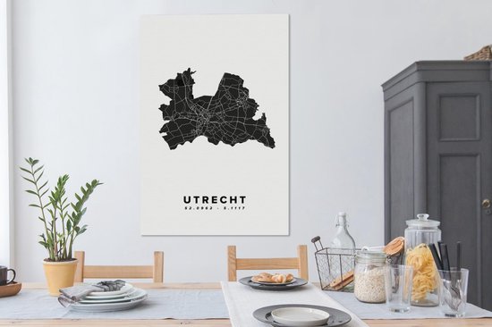 Tableau sur toile Utrecht - Nederland - Carte - 90x140 cm - Décoration murale