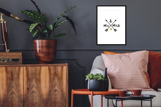 Cadre photo avec affiche - Proverbes - Citations - Monsieur et Madame - Mariage - 30x40 cm - Cadre pour affiche