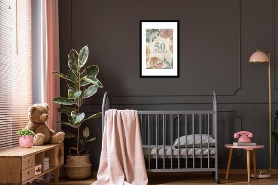 Cadre photo avec affiche - 50 ans de mariage - Proverbes - Citations - Anniversaire - Mariage - 40x60 cm - Cadre pour affiche