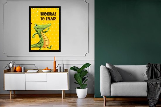 Fotolijst incl. Poster - Feest - Krokodil - 10 jaar - 80x120 cm - Posterlijst