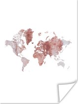 Wereldkaarten - Wereldkaart - Roze - Marmer - 60x80 cm