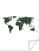 Wereldkaarten - Wereldkaart - Planten - Groen - 60x80 cm