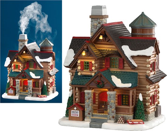 Lemax - 'Chestnut Cabin' - Verlicht gebouw met rookeffect - Inclusief adapter