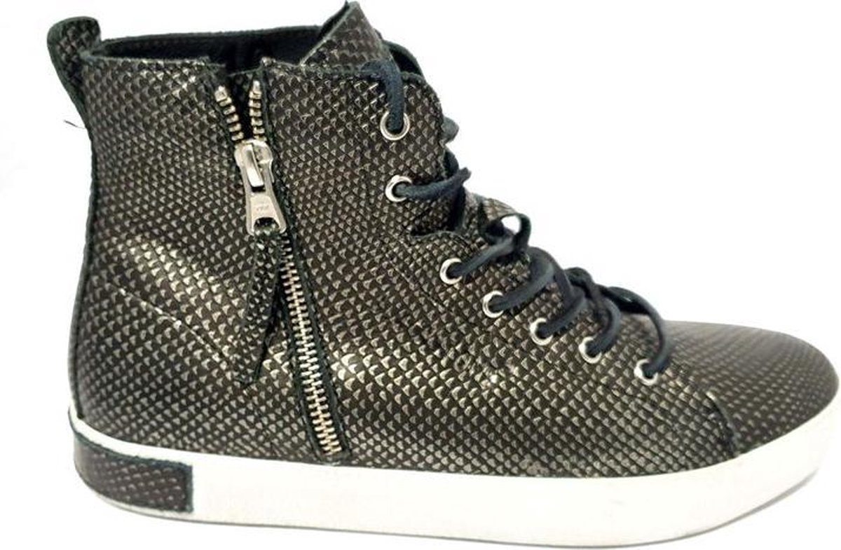 Blackstone Dames Leather High Sneaker Fur KL62 Metallic Black EU 36 |  bol.com