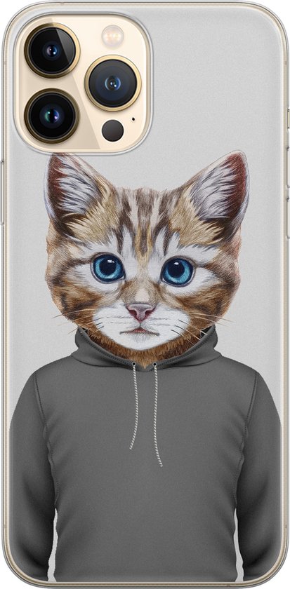 Coque iPhone 13 Pro Max - Chat Mignon | Apple iPhone 13 Pro Max | Étui en Siliconen TPU | Couverture arrière transparente