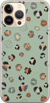 iPhone 13 Pro Max hoesje siliconen - Luipaard baby leo - Soft Case Telefoonhoesje - Luipaardprint - Transparant, Blauw