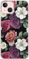 iPhone 13 hoesje siliconen - Flowers - Soft Case Telefoonhoesje - Bloemen - Transparant, Multi