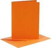 set van 6 blanco kaarten en enveloppen 10,5x15 cm oranje