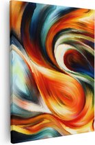 Artaza - Canvas Schilderij - Abstracte Kunst van Kleurrijke Verf - 80x100 - Groot - Foto Op Canvas - Canvas Print