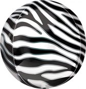 folieballon Orbz Zebra Print 41 cm zwart/wit
