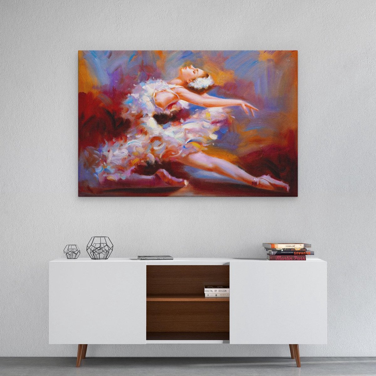 Artaza Canvas Schilderij Ballerina van Olieverf - Ballet - 90x60 - Foto Op Canvas - Canvas Print - Muurdecoratie
