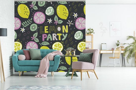 Behang - Fotobehang Zomer - Quotes - Citroenen - Breedte 300 cm x hoogte 300 cm