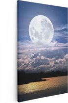 Artaza Canvas Schilderij Volle Maan bij het Water - 60x90 - Foto Op Canvas - Canvas Print