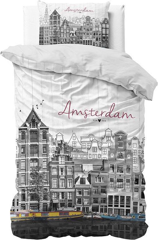 Dream House Dekbedovertrek Old Amsterdam - Grijs - Eenpersoons - 140 x 220  cm | bol.com