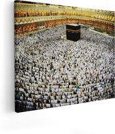 Artaza Canvas Schilderij Zwarte Steen in Mekka met Biddende Moslims - 50x40 - Foto Op Canvas - Canvas Print